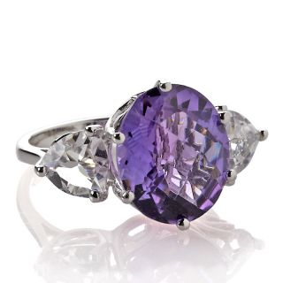 Sima K 7.86ct Amethyst and White Quartz Sterling Silver Ring