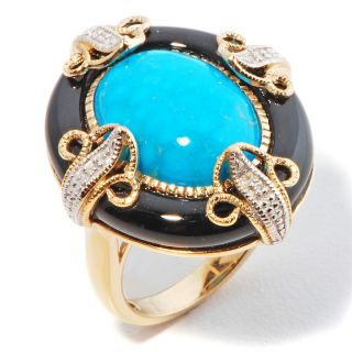 Imperial Turquoise and Onyx Vermeil Art Deco Ring