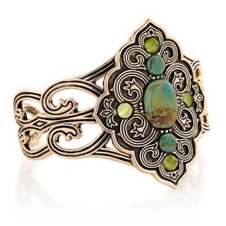 Studio Barse Green Turquoise and Crystal Bronze Cuff Bracelet
