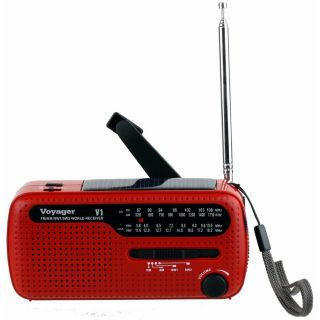 Voyager V1 Solar Crank Emergency Radio with Am FM and Shortwave Red