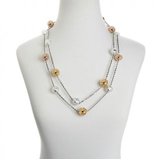 Stately Steel Tricolor Metallic Bead 58 1/2 Necklace
