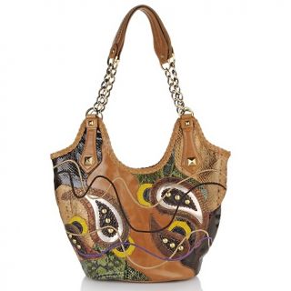Sharif Sharif Couture Vintage Style Collage Tote with Snakeskin