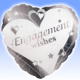 18 Engagement Wishes Silver Heart Foil Party Balloon