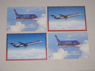 COLLECTIBLE 4 DIFFERENT MIDWEST EXPRESS AIRLINES POSTCARDS