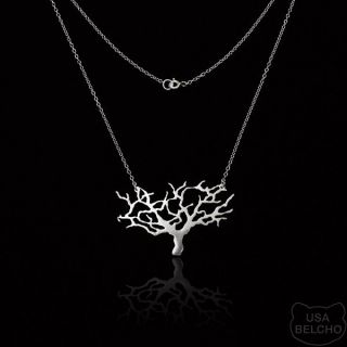925 Sterling Silver Tree Silhouette Pendant Chain Necklace Belcho USA