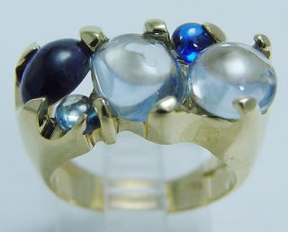 Designer Italy 18KYG Aquamarine Sapphire Ring VIDEO Estate Jewelry