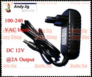 DC 12V 2A Power Adapter with US UK EU Plug 1 5M Cable