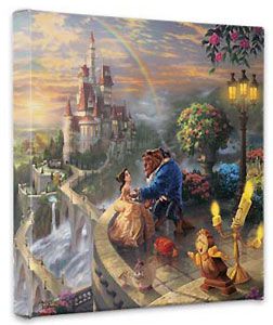 Beauty and The Beast Falling in Love Thomas Kinkade Gallery Wrapped