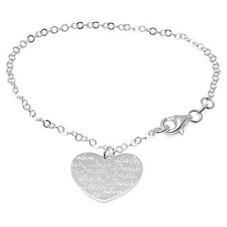 Personalized Sterling Silver Heart Charm Bracelet Free Engraving