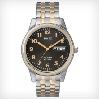 Timex 2 Tone Mens Expansion Watch Day Date Indiglo T26481