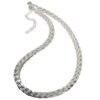 La dea Bendata 6 Strand Braided Herringbone Chain Sterling Silver 17