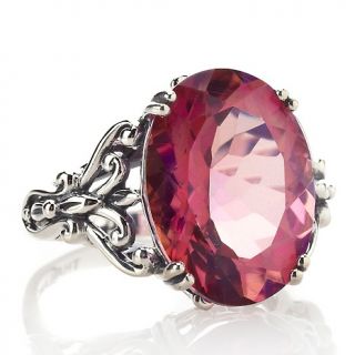 Orvieto Silver 7ct Oval Watermelon Pink Quartz Sterling Silver Ring at