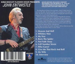 John Entwistle (of Who) CD King Biscuit Flower Hour Radio Show KBFH