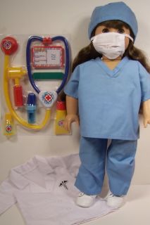 15pc Dr Scrubs w Shoes Socks Toys Doll Clothes for American Girl