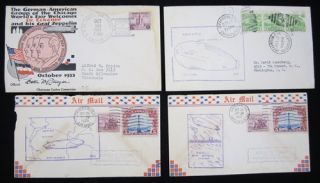 Vintage Mail Air Mail Postage Envelopes Zeppelin Stamps Chicago World