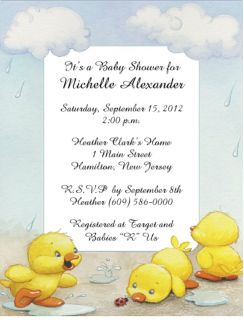  Neutral Color Duck Personalized Baby Shower Invitations w/Envelopes