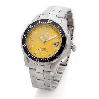 Croton Mens Yellow Dial Automatic Stainless Steel Bracelet Watch at