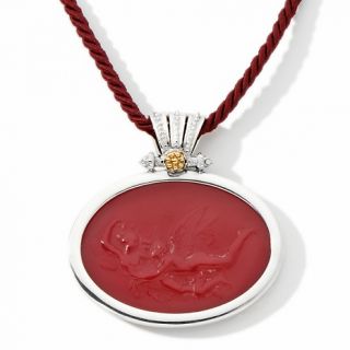 Tagliamonte Venetian Cameo Red Eros and Psyche Pendant with 18 1/2
