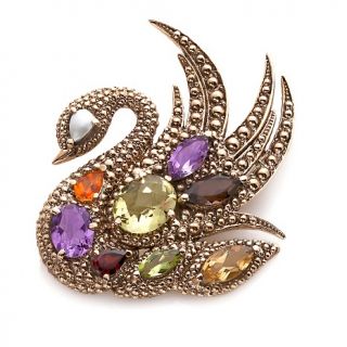 Jewelry Brooches & Pins Nicky Butler 8.61ct Multigem Bronze Swan