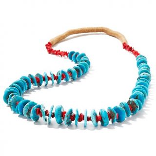 Chaco Canyon Southwest Coral and Turquoise Yarn Wrapped 30 Necklace