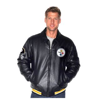 III Fashion Leather Like Jacket with Chenille Logos   Steelers