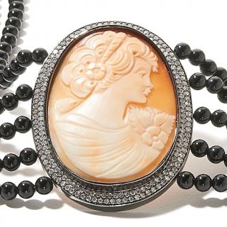 Amedeo NYC Amedeo NYC® Marisa 50mm Cornelian Cameo CZ and Onyx Bead