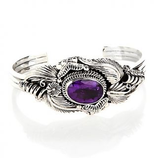 Chaco Canyon Couture Amethyst Sterling Silver Leaf Cuff Bracelet at