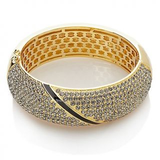 AKKAD Chicissima Crystal Black Enamel Gold Diagonal Hinge Bracelet at
