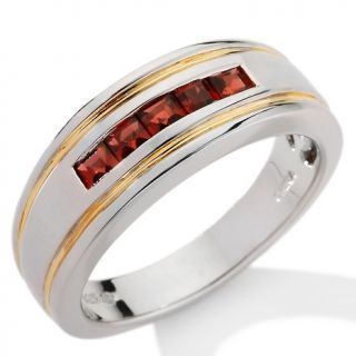 Jewelry Rings Gemstone Mens .95ct Garnet 2 Tone Channel Set Ring