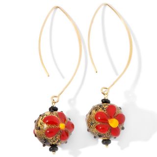 Murano by Manuela Murano by Manuela Red Flower Glass Bead Goldtone