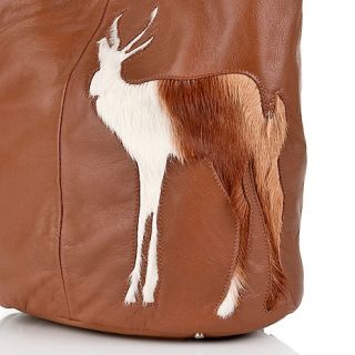 Clever Carriage Company Leather and Springbok Cutout Crossbody Hobo at