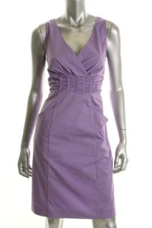 Elie Tahari New Purple Smocked Waist V Neck Sleeveless Casual Dress 8