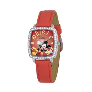 108 8121 disney women s mickey mouse red leather strap watch rating 2