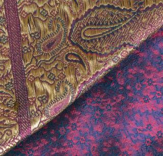 Vintage Sari Hand Woven Brocade Fabric Art Silk Heavy Indian Paisley