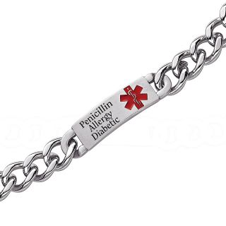 109 6784 men s stainless steel medical alert engraved id bracelet