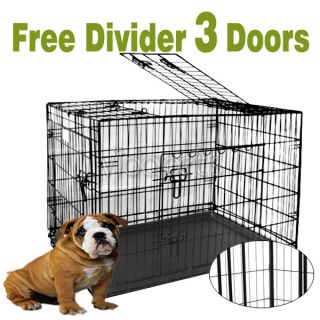 30 3 Door Black Folding Dog Crate Cage Kennel Three 2