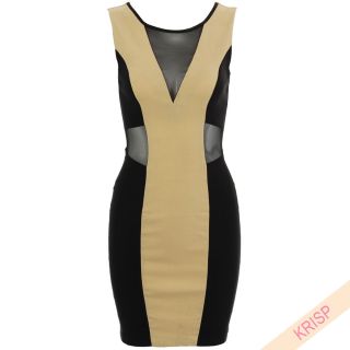  Dress Prom Party Panel Wiggle Evening Shift Colour Block Sexy