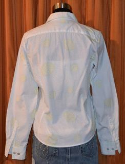 Faconnable Long Sleeve Blue Green White Floral Shirt Ladies Womens