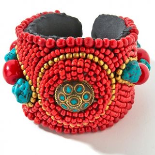 BAJALIA Tibetan Style Swirl Motif 7 Cuff Bracelet