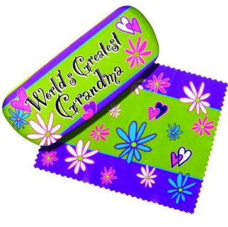 Worlds Greatest Grandma Padded Eyeglass Case with Matching Cleaning