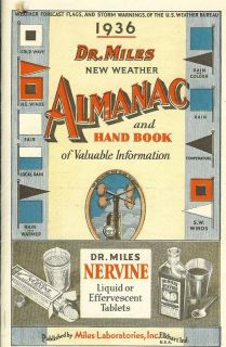  1936 Dr Miles New Weather Almanac and Hand Book