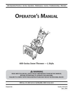 MTD Snow Blower Snow Thrower Owners Operators Manual