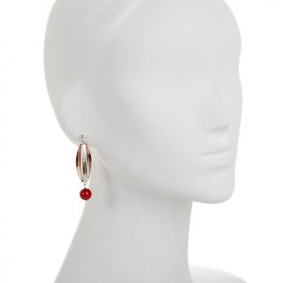Jay King Red Sea Bamboo Coral Sterling Silver and Copper Drop Earrings