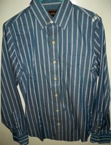 New Mens Ezra Fitch Long Sleeve Shirt Blue with Stripes Size Small $69