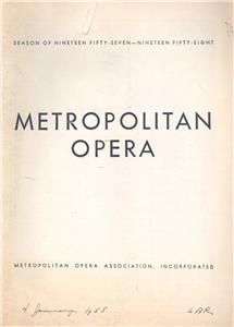 1958 Metropolitan Opera Marriage of Figaro Mozart NYC