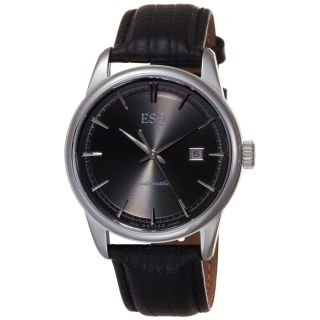 New Esq 07301373 Chronicle Black Leather Strap Watch