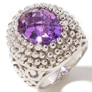 Sima K Sima K 4.15ct Amethyst 4 row Trim Sterling Silver Ring