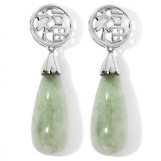 176 123 sterling silver green jade drop luck symbol earrings note