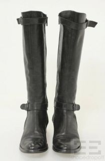 Fabio Rusconi by Pegaso Black Leather Nylon Knee High Boots Size 38 5