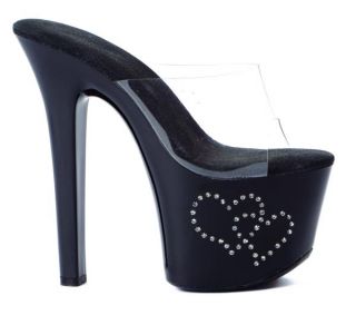 Ellie Shoes Sexy High Heel Black Platform Sandal Rhinestone Heart 711